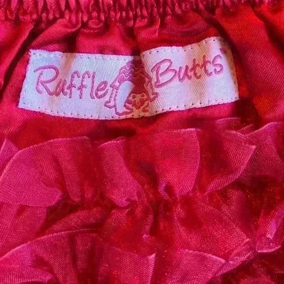 RuffleButt Red Satin Diaper Cover Ruffles Bloomer size 12-18 months - Picture 4 of 10